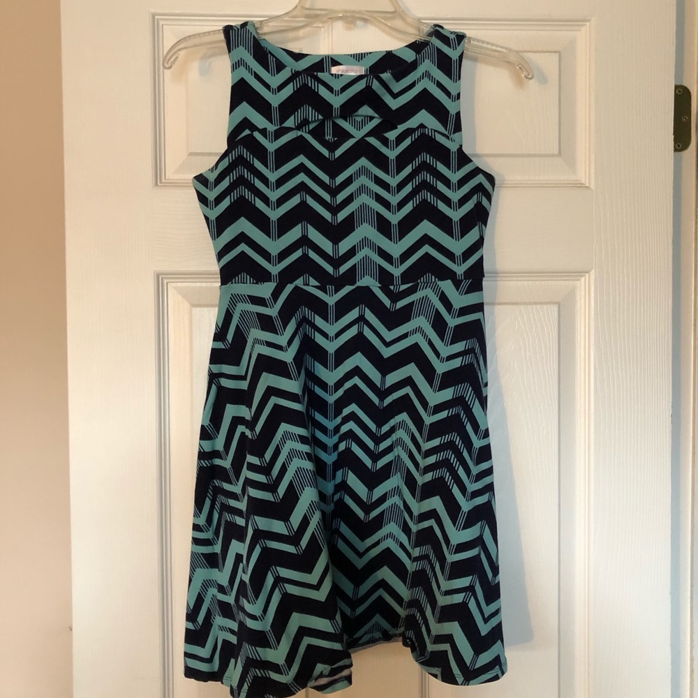 Navy/teal patterned dress